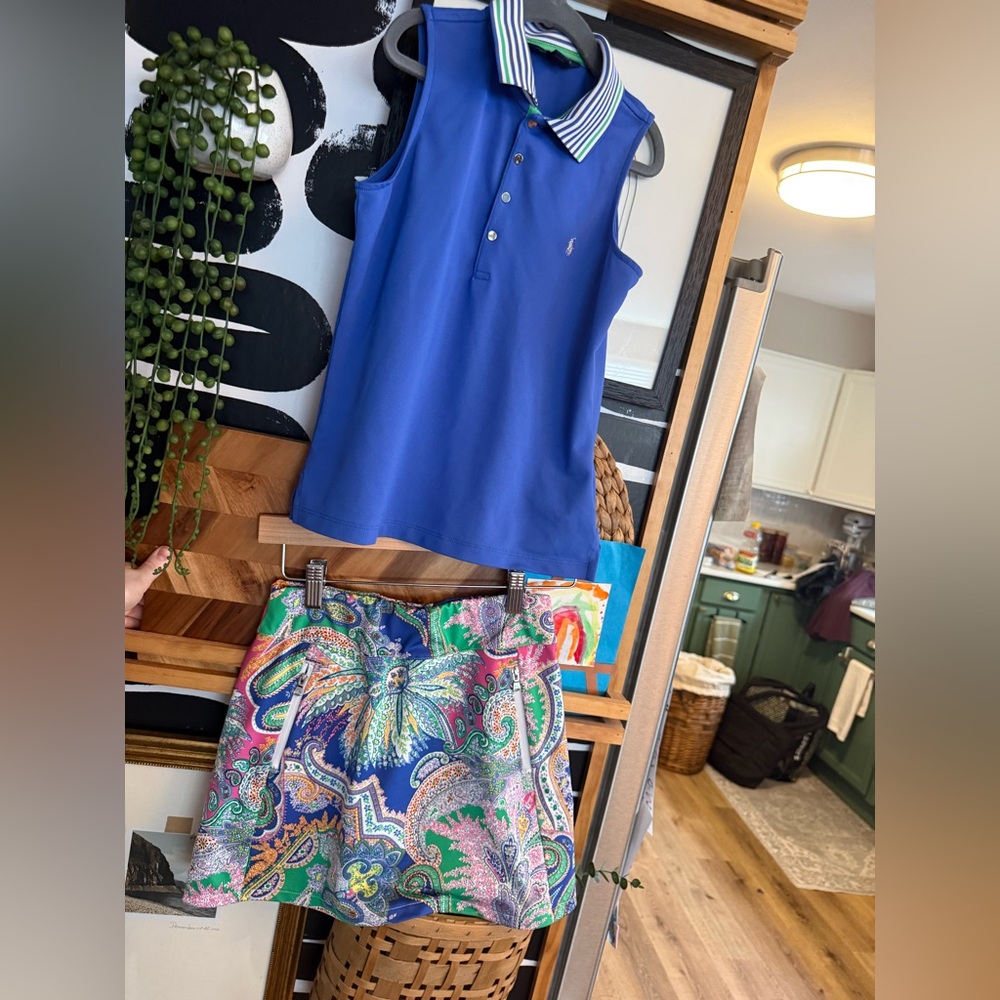 RLX Ralph Lauren Girls Golf Set Skirt & Sleeveless Polo Blue Size M (8–10)